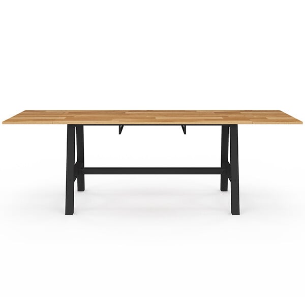 ID MARKET - Table à manger extensible rectangle MADELEINE 6-12 personnes bois et métal noir 160-240 cm - large