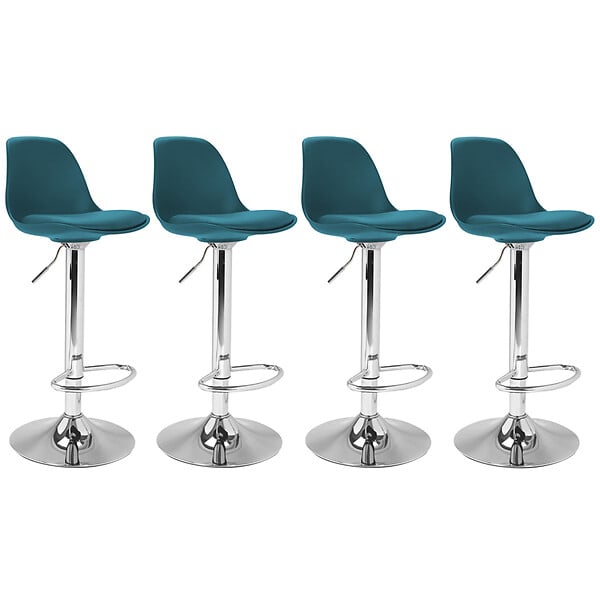 ID MARKET - Lot de 4 tabourets de bar KARL design bleu canard - large