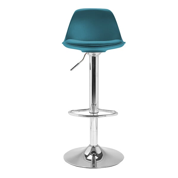 ID MARKET - Lot de 4 tabourets de bar KARL design bleu canard - large