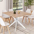 ID MARKET - Table à manger carrée ALIX 8 personnes pied araignée bois et blanc 110 cm - vignette