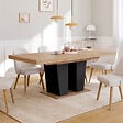 ID MARKET - Table à manger extensible rectangle ELIAD 6-10 personnes bois et noir 160-200 cm - vignette