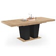 ID MARKET - Table à manger extensible rectangle ELIAD 6-10 personnes bois et noir 160-200 cm - vignette