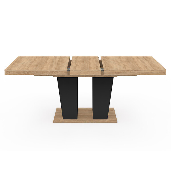 ID MARKET - Table à manger extensible rectangle ELIAD 6-10 personnes bois et noir 160-200 cm - large