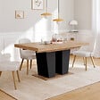 ID MARKET - Table à manger extensible rectangle ELIAD 6-10 personnes bois et noir 160-200 cm - vignette