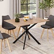 ID MARKET - Table à manger extensible carrée ALIX 4-6 personnes pied araignée bois et noir 80-120 cm - vignette