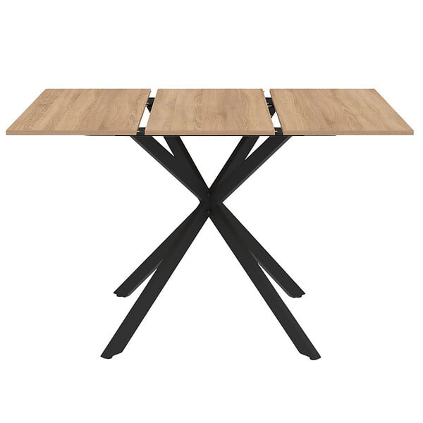ID MARKET - Table à manger extensible carrée ALIX 4-6 personnes pied araignée bois et noir 80-120 cm - large