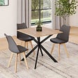 ID MARKET - Table à manger extensible carrée ALIX 4-6 personnes pied araignée bois et noir 80-120 cm - vignette