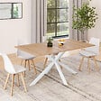 ID MARKET - Table à manger rectangle ALIX 8 personnes pied araignée bois et blanc 160 cm - vignette