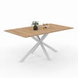 ID MARKET - Table à manger rectangle ALIX 8 personnes pied araignée bois et blanc 160 cm - vignette