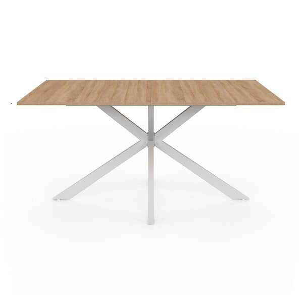 ID MARKET - Table à manger rectangle ALIX 8 personnes pied araignée bois et blanc 160 cm - large