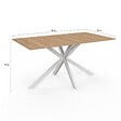 ID MARKET - Table à manger rectangle ALIX 8 personnes pied araignée bois et blanc 160 cm - vignette