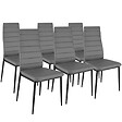 ID MARKET - Ensemble table à manger GEORGIA 140 cm blanche et grise et 6 chaises ROMANE grises - vignette