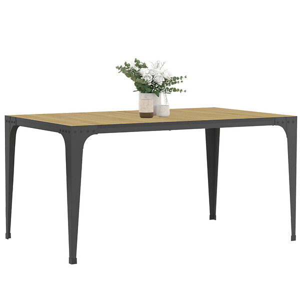 ID MARKET - Table à manger rectangle NELLY 8 personnes bois et noir design industriel 150 cm - large