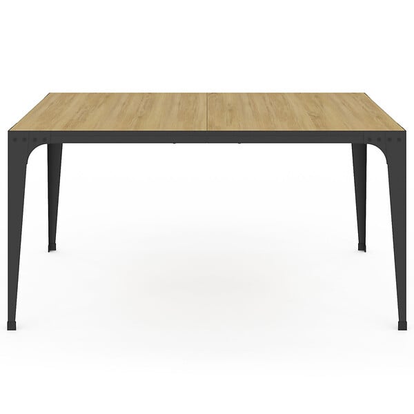 ID MARKET - Table à manger rectangle NELLY 8 personnes bois et noir design industriel 150 cm - large