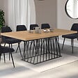ID MARKET - Table à manger extensible rectangle YUNA 6-10 personnes plateau bois et pied filaire en métal noir 160 - 200 cm - vignette