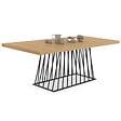 ID MARKET - Table à manger extensible rectangle YUNA 6-10 personnes plateau bois et pied filaire en métal noir 160 - 200 cm - vignette