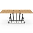 ID MARKET - Table à manger extensible rectangle YUNA 6-10 personnes plateau bois et pied filaire en métal noir 160 - 200 cm - vignette