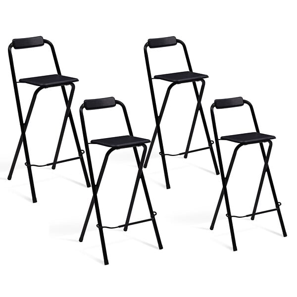 ID MARKET - Lot de 4 tabourets de bar pliants DELSON noirs - large