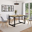 ID MARKET - Table à manger rectangle DETROIT 6 personnes design industriel 120 cm - vignette