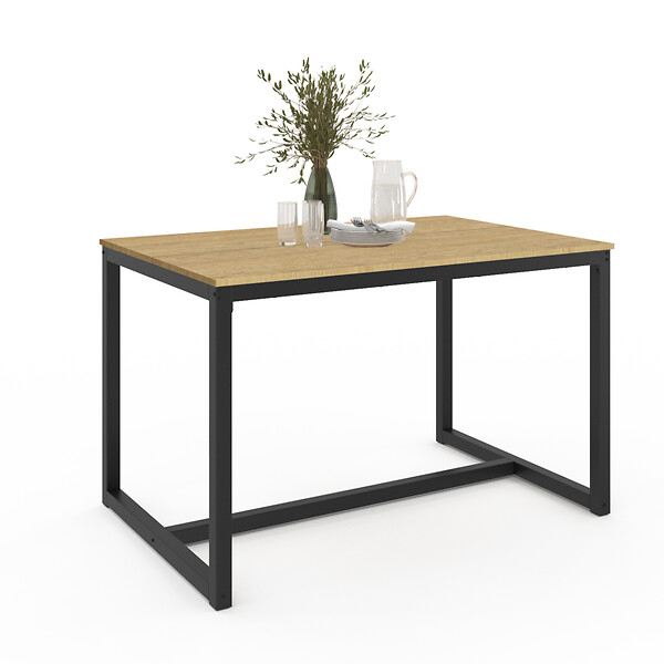 ID MARKET - Table à manger rectangle DETROIT 6 personnes design industriel 120 cm - large