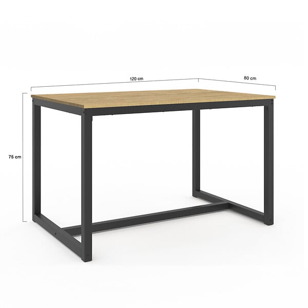 ID MARKET - Table à manger rectangle DETROIT 6 personnes design industriel 120 cm - large