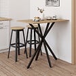 ID MARKET - Table haute de bar rectangulaire ALIX pied araignée bois et noir 100 cm - vignette