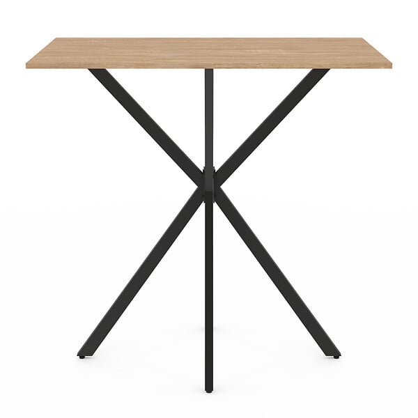 ID MARKET - Table haute de bar rectangulaire ALIX pied araignée bois et noir 100 cm - large