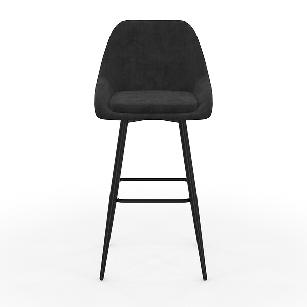 ID MARKET - Lot de 4 tabourets de bar THALYA en velours noir avec demi-accoudoirs - large
