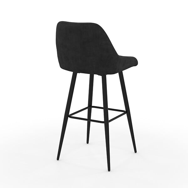 ID MARKET - Lot de 4 tabourets de bar THALYA en velours noir avec demi-accoudoirs - large