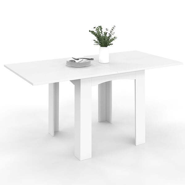 ID MARKET - Table à manger extensible rectangle DONA 4-8 personnes blanche 80-160 cm - large
