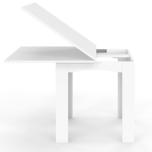 ID MARKET - Table à manger extensible rectangle DONA 4-8 personnes blanche 80-160 cm - large