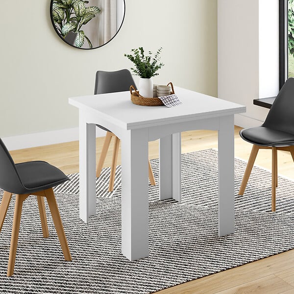 ID MARKET - Table à manger extensible rectangle DONA 4-8 personnes blanche 80-160 cm - large