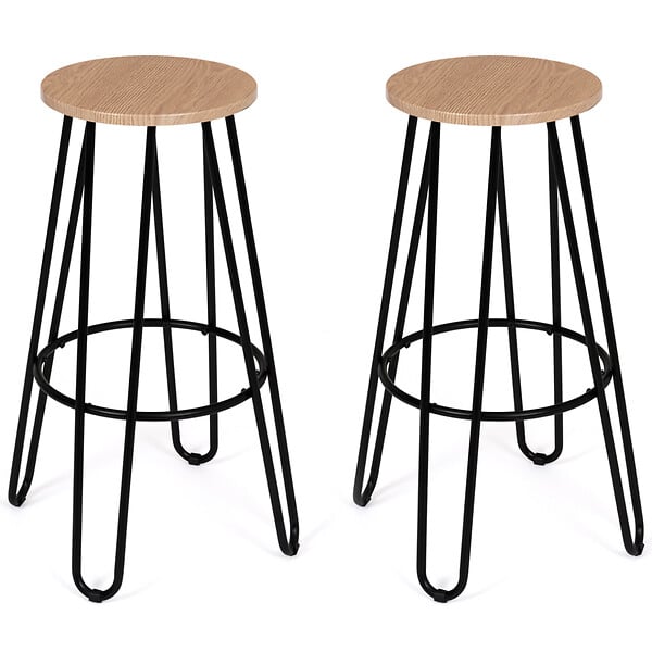 ID MARKET - Lot de 2 tabourets de bar DUBLIN assise ronde design industriel - large