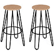 ID MARKET - Lot de 2 tabourets de bar DUBLIN assise ronde design industriel - vignette