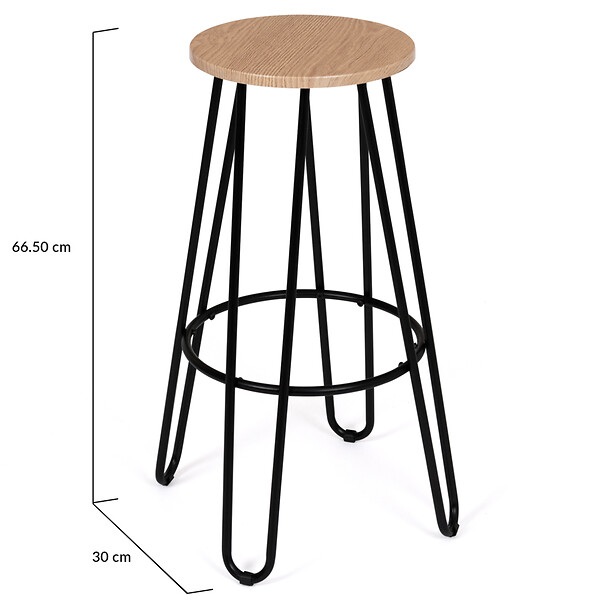 ID MARKET - Lot de 2 tabourets de bar DUBLIN assise ronde design industriel - large