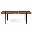 ID MARKET - Table à manger extensible rectangle AUSTRIA 6-10 personnes bois foncé pied épingle noir 160-200 cm - vignette