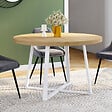 ID MARKET - Table à manger fixe ronde SELMA 4-6 personnes bois et blanc 110 cm - vignette
