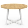 ID MARKET - Table à manger fixe ronde SELMA 4-6 personnes bois et blanc 110 cm - vignette