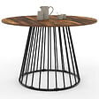 ID MARKET - Table à manger ronde YUNA 6 personnes plateau bois foncé HAWKINS et noir 110 cm - vignette