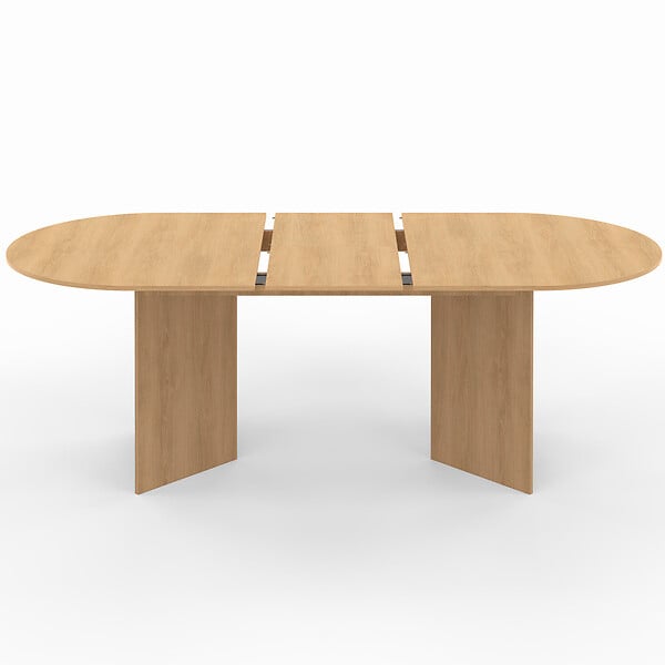 ID MARKET - Table à manger extensible ovale MARTHE 6 -10 personnes bois façon hêtre 160-200 cm - large