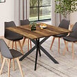 ID MARKET - Table à manger carrée ALIX 8 personnes pied araignée noir et plateau bois foncé HAWKINS 110 cm - vignette