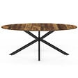 ID MARKET - Table à manger ovale ALIX 10 personnes pied araignée noir et plateau bois foncé HAWKINS 200 cm - vignette