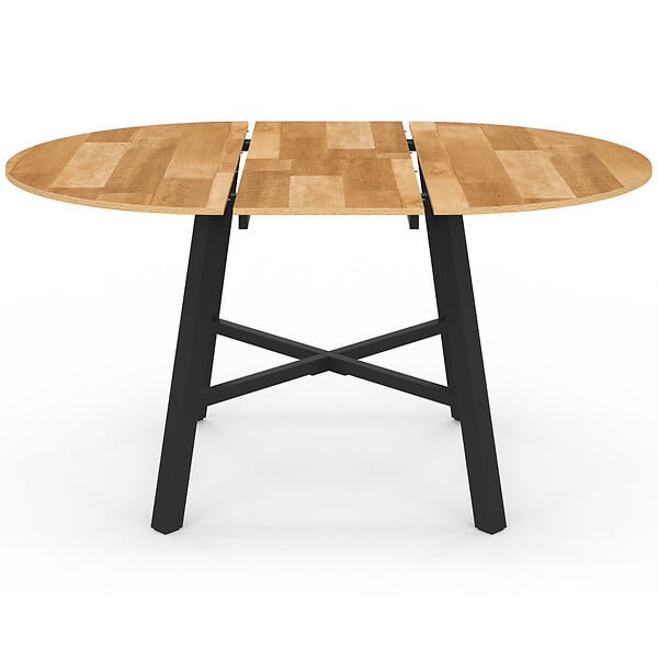 ID MARKET - Table à manger extensible ronde MADELEINE 4-6 personnes bois et métal noir 110 - 150 cm - large