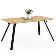ID MARKET - Table à manger rectangle YSEULT 8 personnes bois et noir design industriel 160 cm - vignette