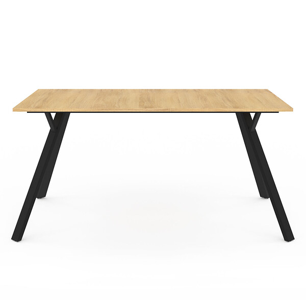 ID MARKET - Table à manger rectangle YSEULT 8 personnes bois et noir design industriel 160 cm - large