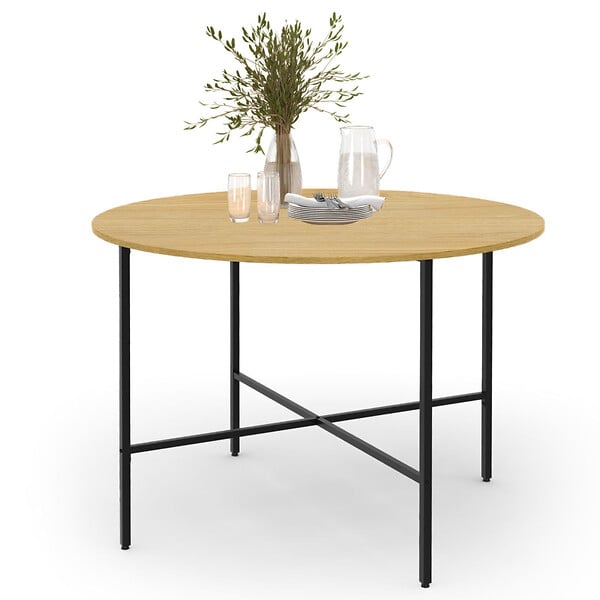 ID MARKET - Table à manger fixe ronde DETROIT 4-6 personnes design industriel 110 cm - large