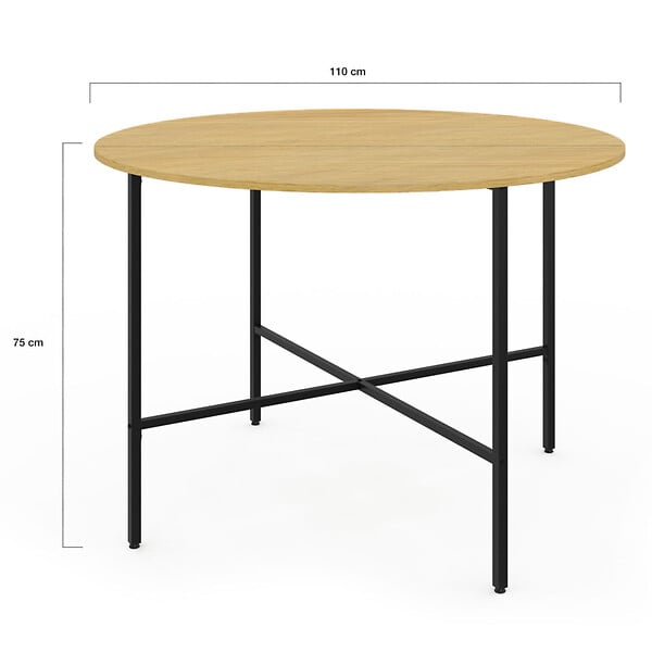 ID MARKET - Table à manger fixe ronde DETROIT 4-6 personnes design industriel 110 cm - large