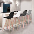 ID MARKET - Lot de 4 tabourets de bar SARA mix color gris foncé, gris clair, blanc et noir - vignette