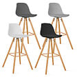 ID MARKET - Lot de 4 tabourets de bar SARA mix color gris foncé, gris clair, blanc et noir - vignette