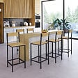 ID MARKET - Lot de 6 tabourets de bar DETROIT avec dossier chaise de cuisine design industriel - vignette